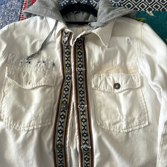 Free People distressed Jean jacket hoodie - Picture 4 of 4